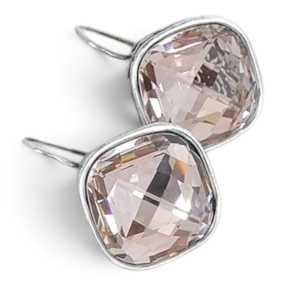 Brighton Venus Rising Peach Crystal Cushion Drop Earrings Silver Retired